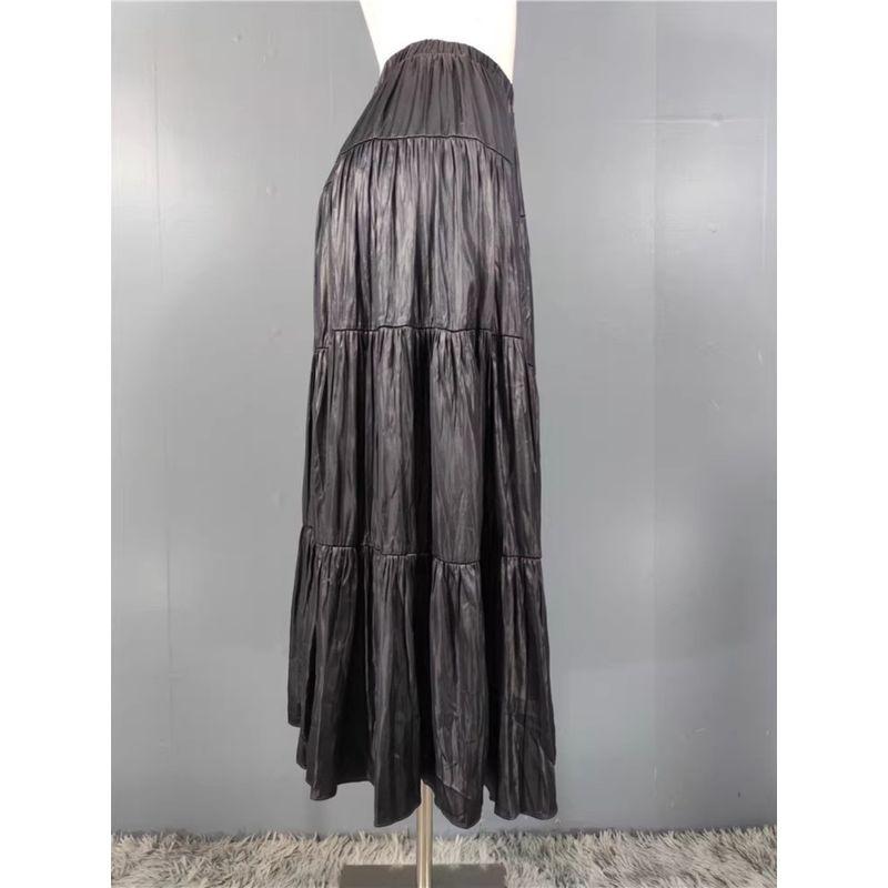Export Single Retro Personalized Temperament High Waist A- Line Large Hem Gentle and All-Match Elegance Underskirt Umbrella-Shaped Skirt for Women