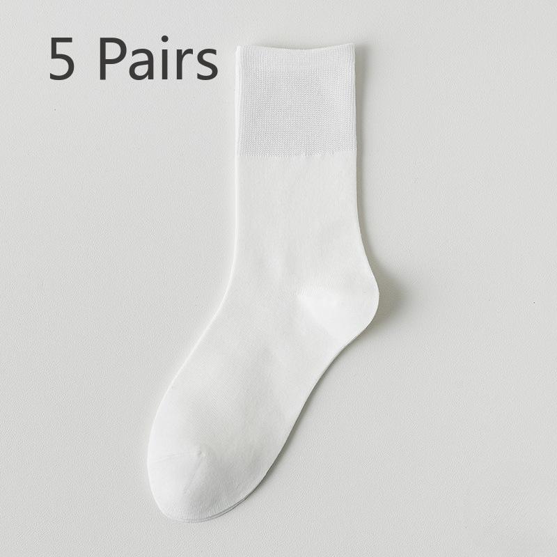 5 Pairs of Simple High-top Socks for Women To Wear Over Trendy and Versatile Black and White Autumn and Winter Schoolhouse-style Socks
