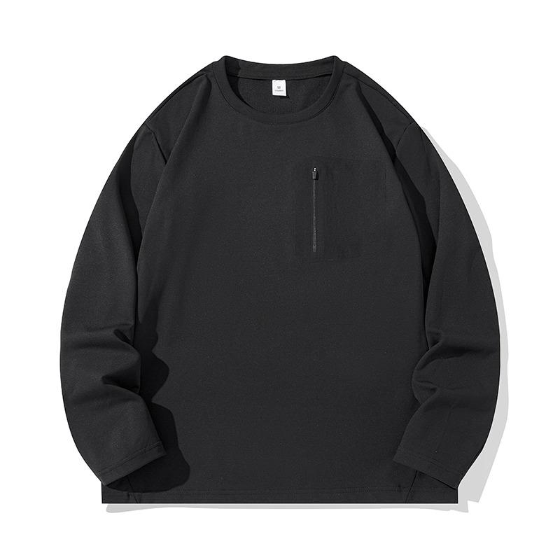 Solid Color Sweatshirt Men's Round Neck Long-sleeved T-shirt Autumn and Winter Bottoming Shirt Fashionable Casual Top