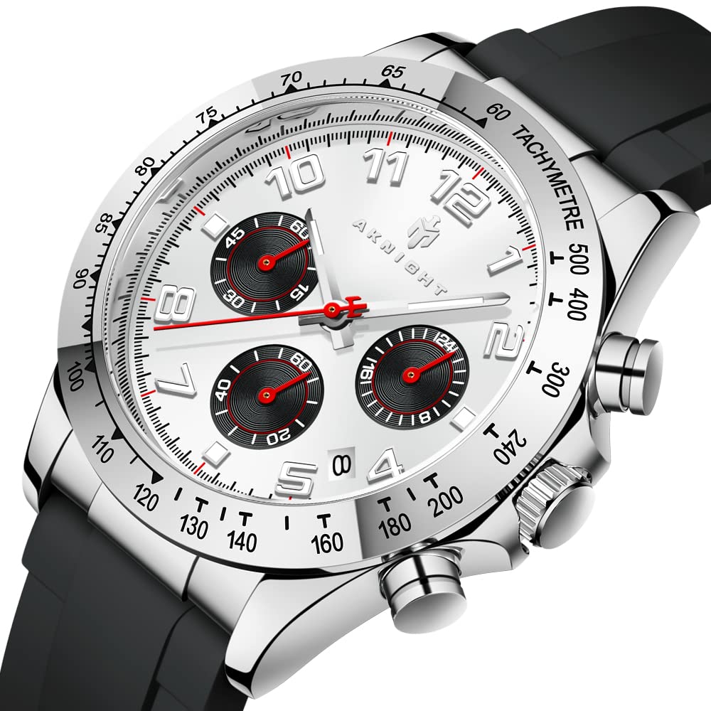 AKNIGHT Watch Módní Populární Quartzový Měkký Silikonový Řemínek Chronograf Snadno Čitelný Luminiscenční Analogové Náramkové Hodinky Vodotěsné Hodinky s Datumem pro Muže Japonské