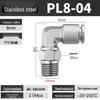 Stainless Steel Pneumatic Air Hose Quick Connect Elbow PC4-01/PL6/8/10/12 Connector