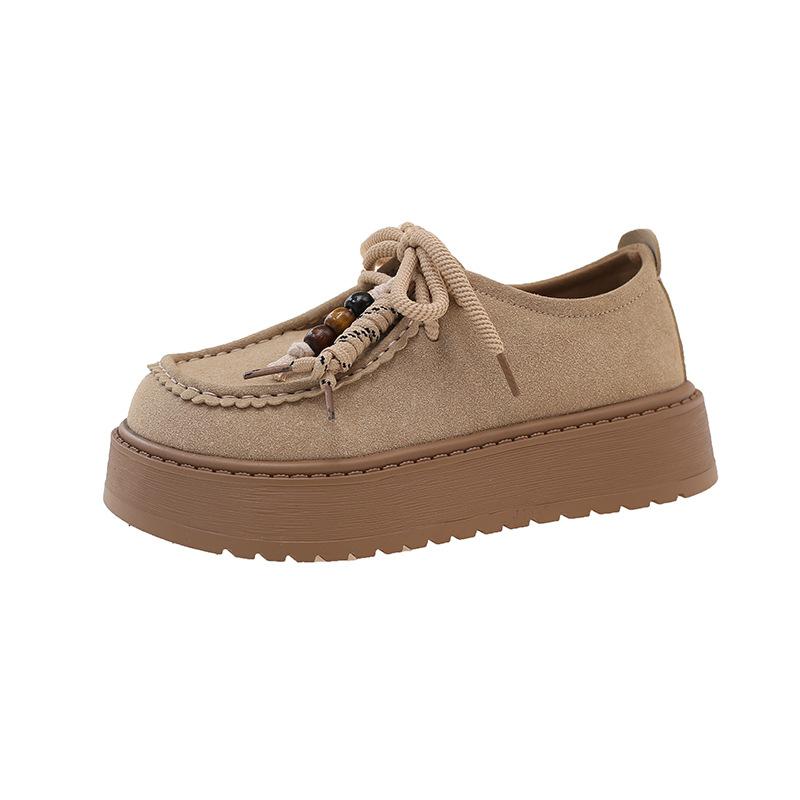 

Ethnic style fashion single shoes women s 2025 autumn new matte lace-up literary retro thick-soled shallow mouth loafers women 35