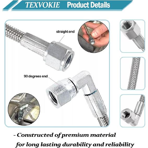551871 60" Length Billet Steel Braided Turbo Oil Feed Line Length 4AN 90 Degree Straight Hose Straight PTFE line straight Hose End Pressure Stainless