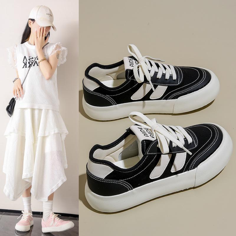 Fashion Autumn New Style Thick Sole Canvas Shoes Leisure Fashion Women's Shoes Simple Increase Height Lace Up Women's Shoes