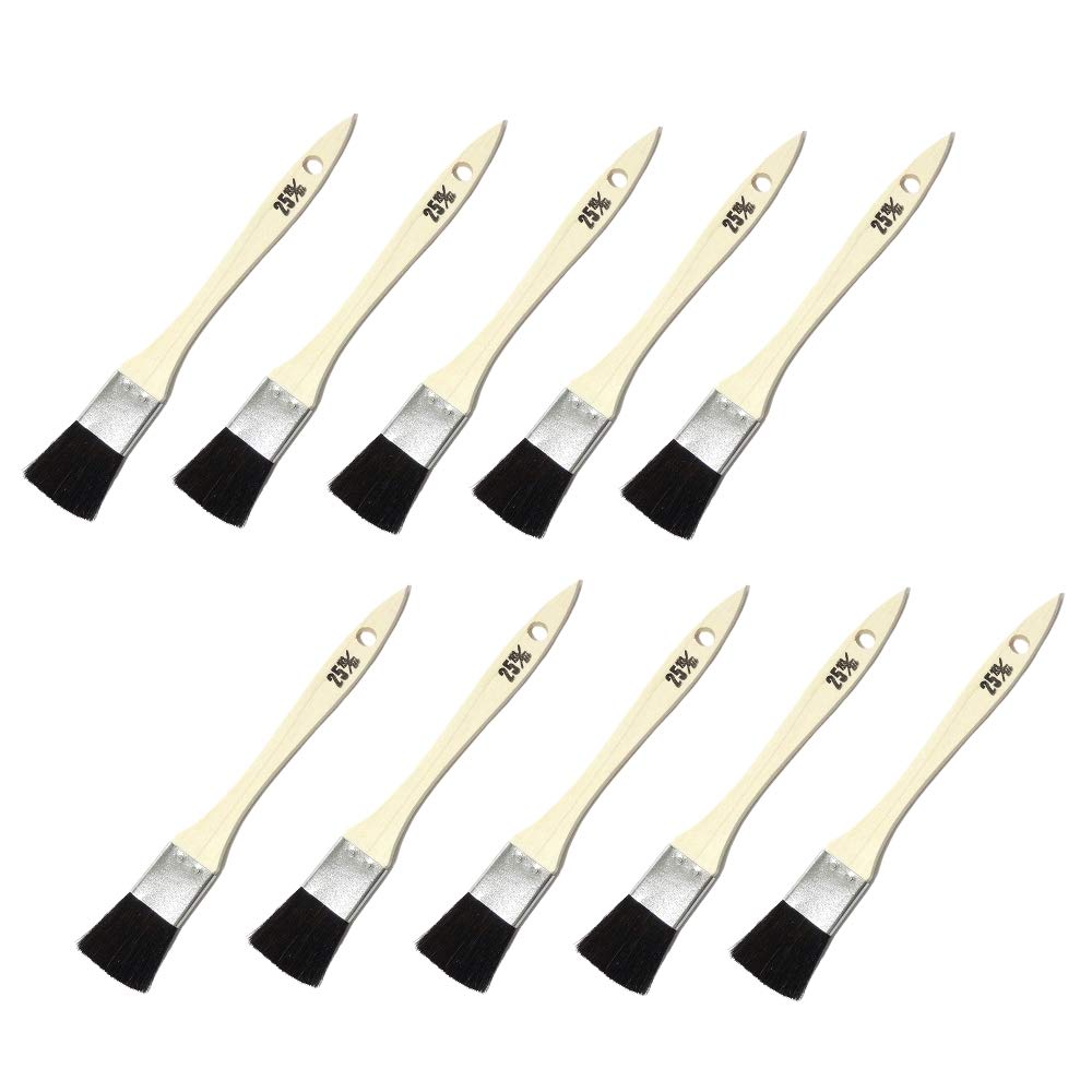 Hakeichi Rack Black Goat Hair Thin Set of 10 Gold-Wrapped Brush, (Dye), Flat, 25mm,