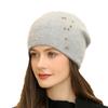 2026 New Women Winter Hat Fashion Decorate Beanie Hat Rabbit Fur Blend Warm Winter Cap for Female Casual Streetwear Knitted Hat