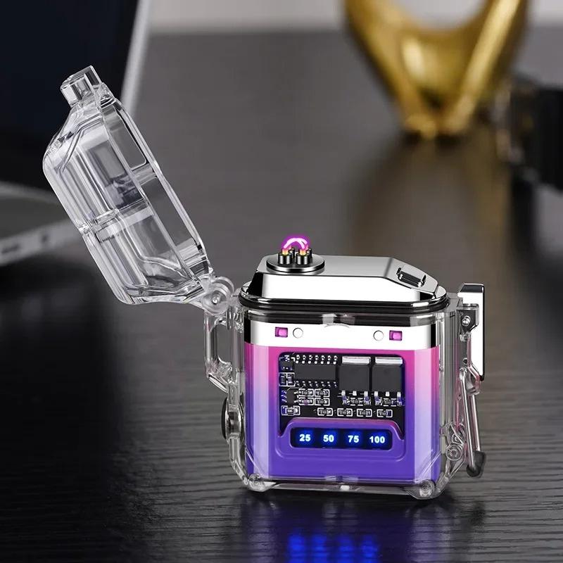 New Transparent Shell Waterproof and Windproof Ignition Flashlight TYPE-C Fast Charging COB Lighting Outdoor Camping Gift
