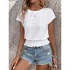 2026 Spring/Summer Jacquard Solid Color Round Neck Ruched Hollow Batwing Short Sleeve Women's T-Shirt for Commuting