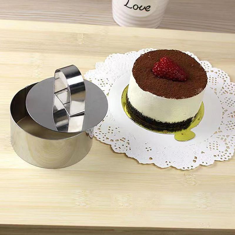 DIY Cake Mold Stainless Steel Decorating Tools Round Silver Ring Slicer Cutter Hand Push Baking Cake Decoration Accessories