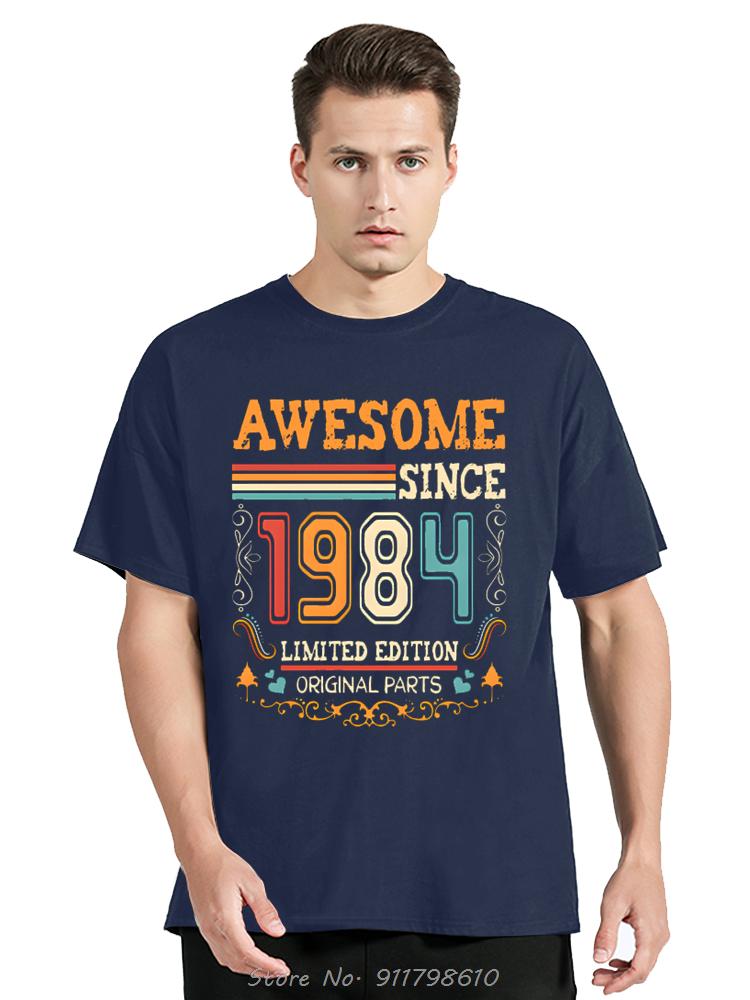 Vintage 1984 Birthday Cotton T Shirt for Oversized Short Sleeve Clothing Retro T-shirt Born In 1984 Clothes for Men Tops Tee