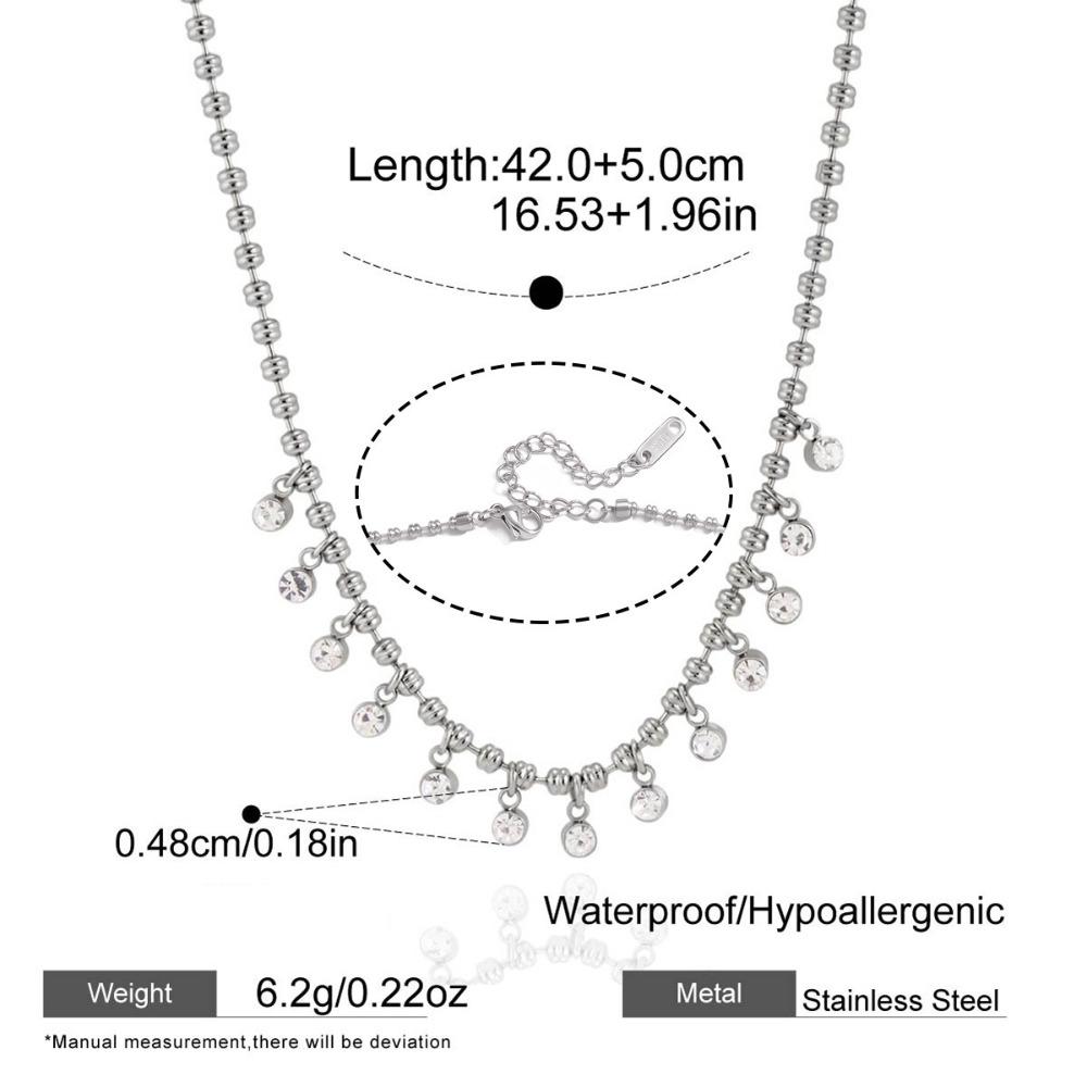 Colored Zircon Zircon Pendant Necklace Multilayer Stainless Steel Necklace For Women JDN0109014-S