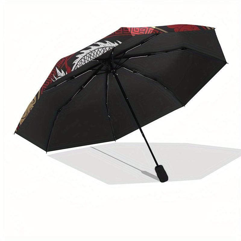 Chinese Dragon Circular Art Print - Traditional Design Wall DecorUmbrella, Portable 3-Fold Compact Umbrella,Christmas Gift ES374