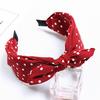Sweet Polka Dot Print Bowknot Hair Hoop Women Wide Band Cloth Headband Headwrap Hair Decor