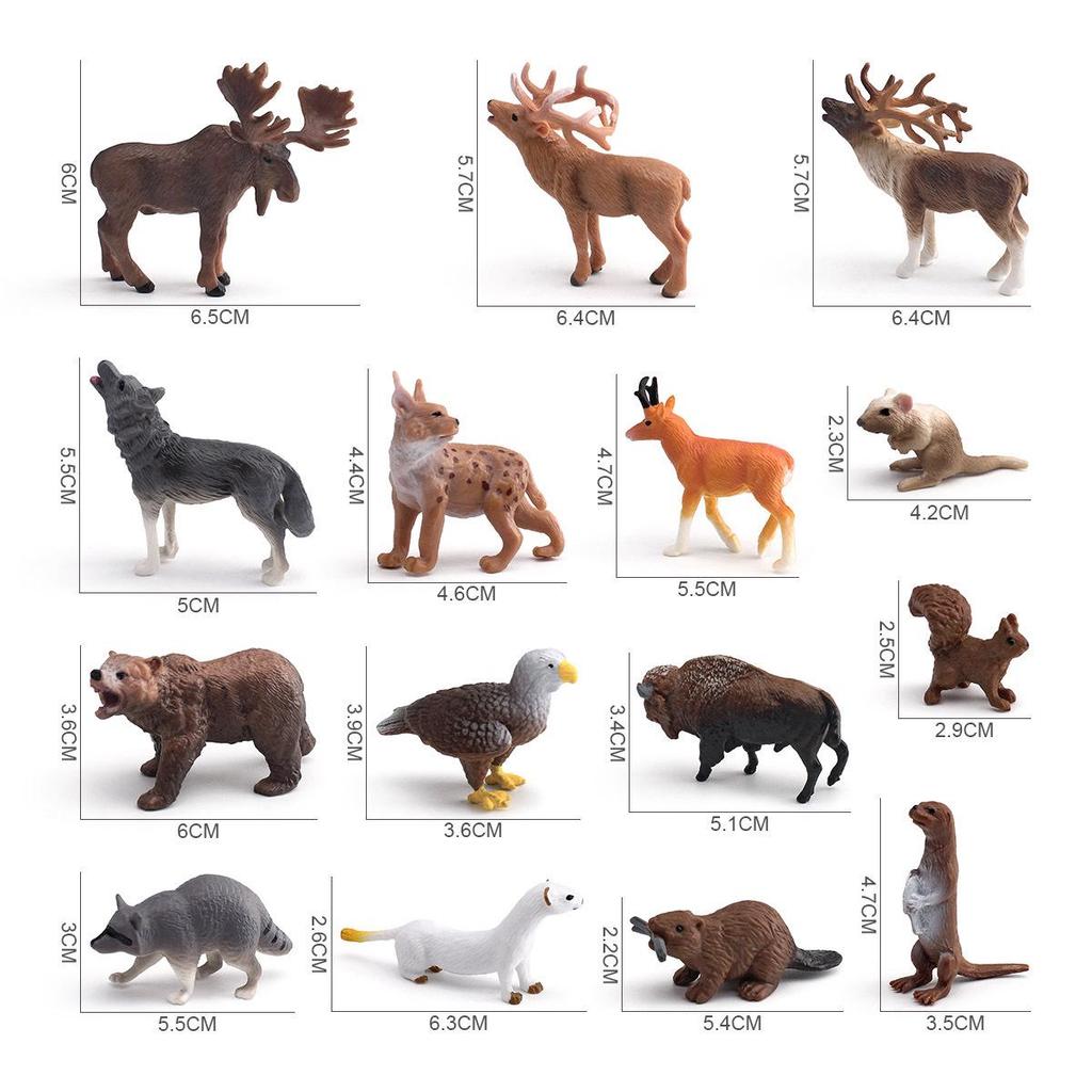 Wild Animal Simulation Set: Reindeer, Brown Bear, Antelope, Beaver, Squirrel, Gray Wolf - Children's Cognitive Ornament
