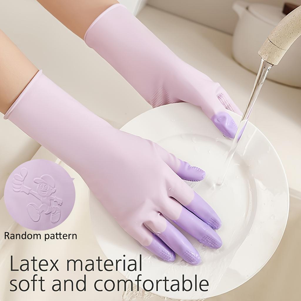 1 Pair Clip Household Cleaning Latex Gloves Flexible And Close-Fitting Style Soft And Comfortable Reusable