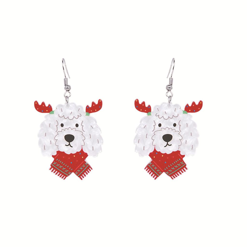 Exaggerated Christmas Elk Snowflake Earrings, Personalized Gloves Snowman Design Acrylic Earrings