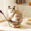 Pet Accessories Transparent Spacecraft Cat's Nest Semi-enclosed 2-in-1 Kitten Sleeping Nest Removable Washable Cat Turntable