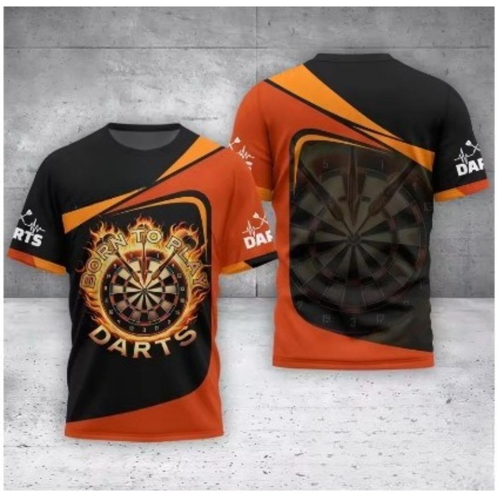 Neues 3D-gedrucktes Dart Herren Sommer Kurzarm Modisches Rundhals Locker Lässig Übergröße Personalisiertes T-Shirt