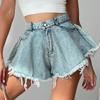 European & American Style Women's Ripped High Waist Denim Shorts with Tassels (2022)