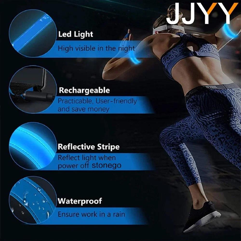 Outdoor Sports Night Running Armband - USB Rechargeable LED Light Reflective Safety Wristband for Cycling and Running