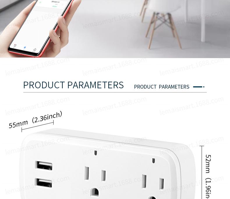 Dual Smart Plug with USB, HomeKit, Google, Tuya, WiFi & Zigbee Compatibility