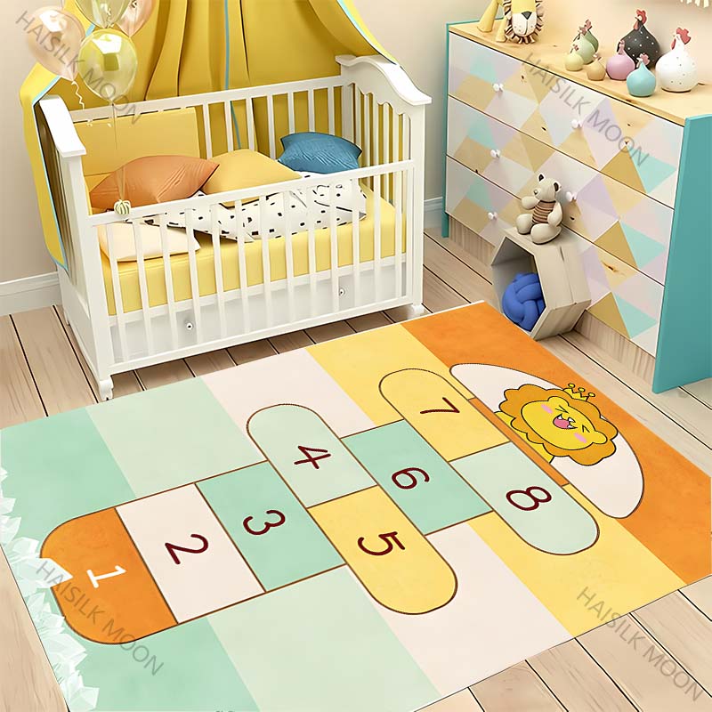 Cute Hopscotch Cartoon Carpet! Living Room Bed Kids Room Mat, Non-slip Exquisite Home Decor, Children's Play Early Education Rug