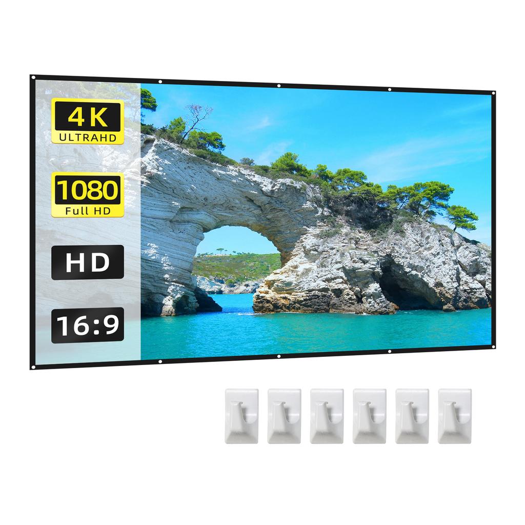 150 Inch Projector Screen 16:9 HD 4K Foldable Portable Double Sided Projection Anti-Crease Movie
