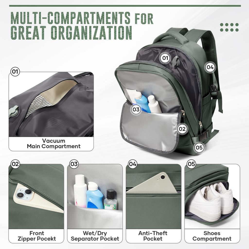Cabin Airplane Business Laptop Bag Handbag Bag ,Vacuum Compression Travel Backpack for Women Men, Backpack, Storage Backpack