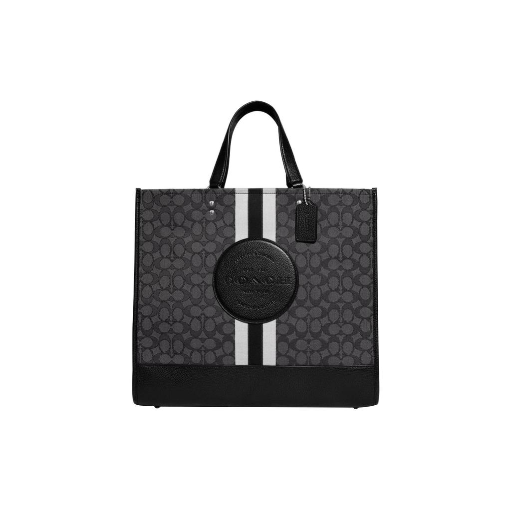 Coach Dempsey 40 Classic Monogram Jacquard Fabric And Leather Tote Bag Women Tote Bags Black C8418-SVRT6