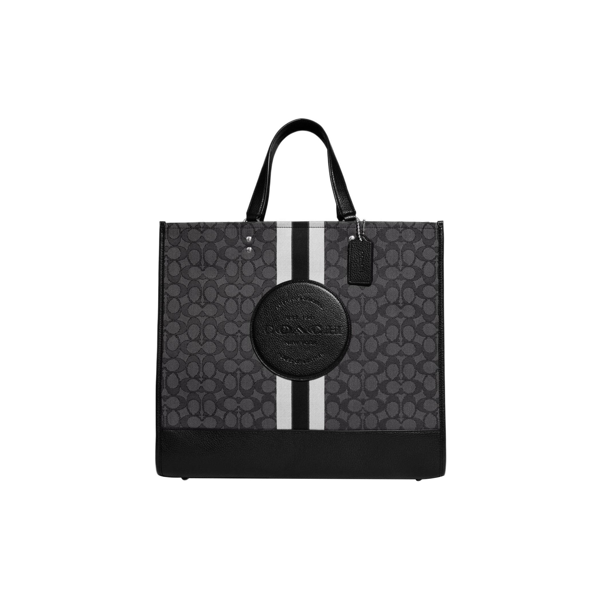 Coach Women's Black Dempsey 40 Classic Monogram Jacquard Fabric And Leather Tote Bag Tote Bags C8418-Svrt6