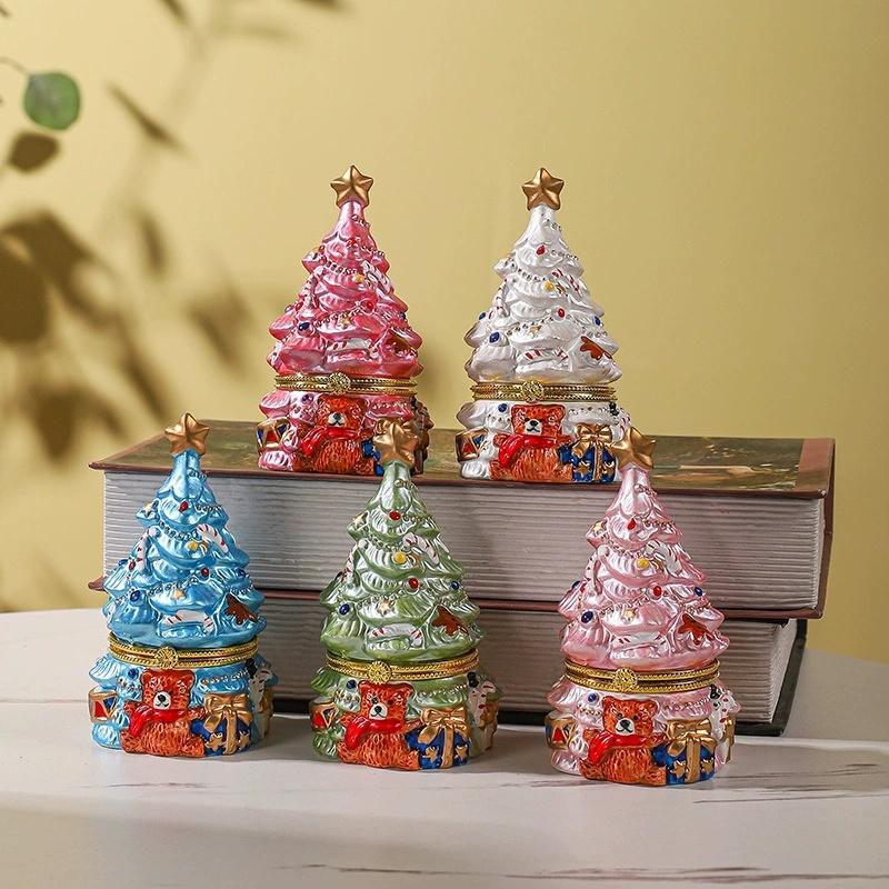Christmas Tree Scented Candle European-Style Ceramic Jewelry Box Christmas Tree Bear Indoor Aromatherapy Christmas Box Home Craf