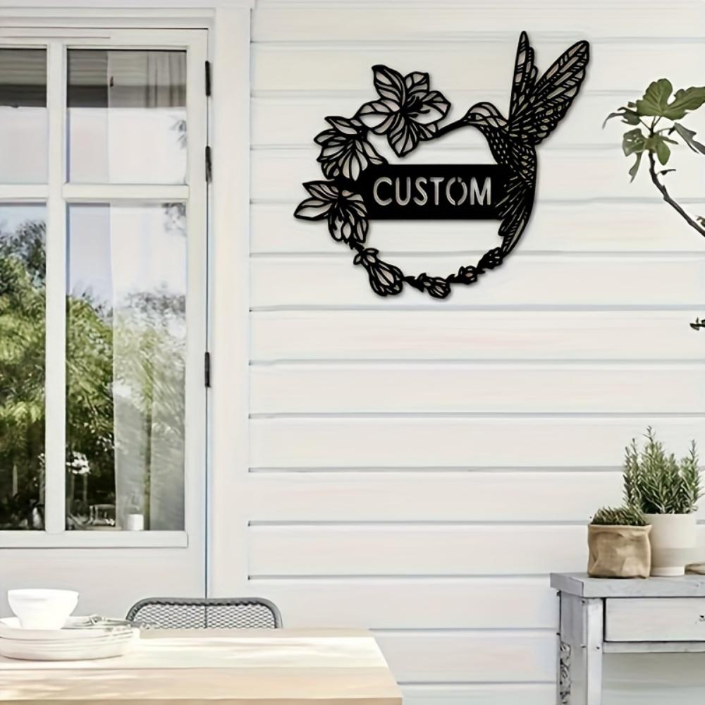 Custom Metal Wall Art Black Hummingbird Outdoor Garden Decoration Housewarming Gift