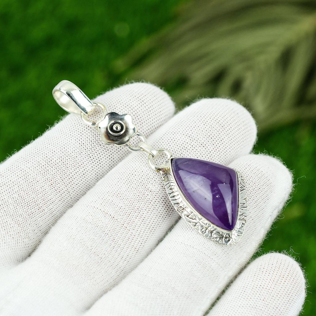 Wedding Gift For Her 925 Sterling Silver Natural Star Amethyst Gemstone Pendant