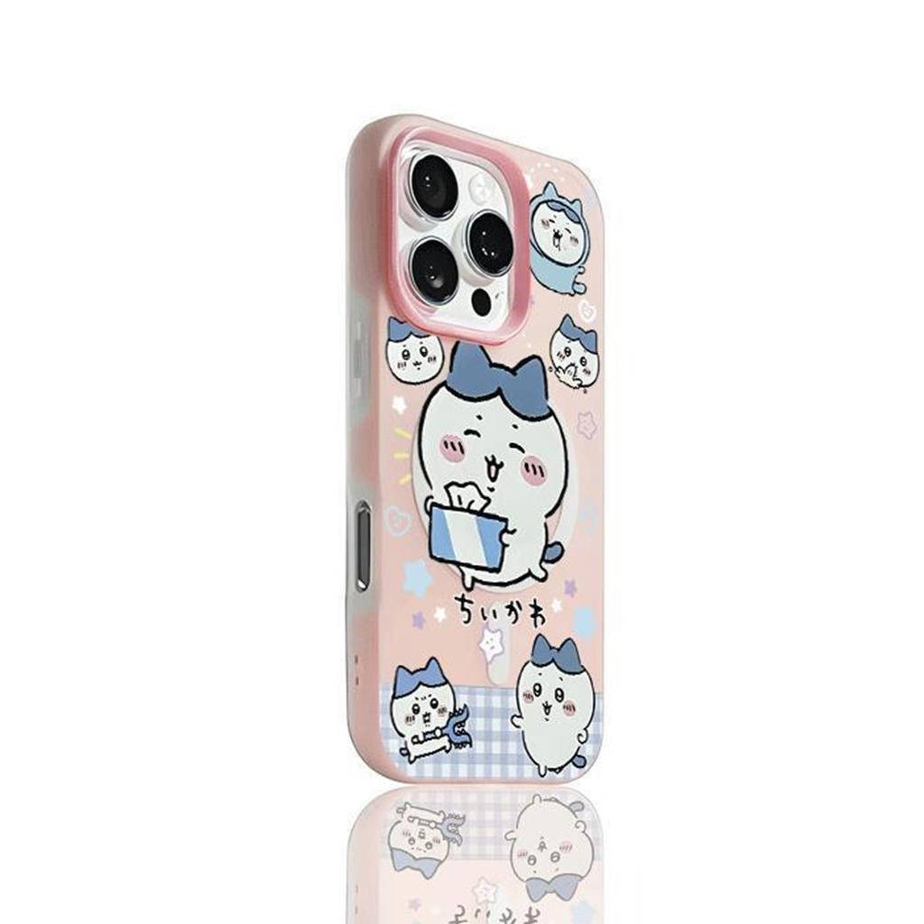 Frosted Jelly Magnetic 2-in-1 Phone Case for Apple Chain Lanyard Fashionable Cute Cartoon Magnetic Phone Case