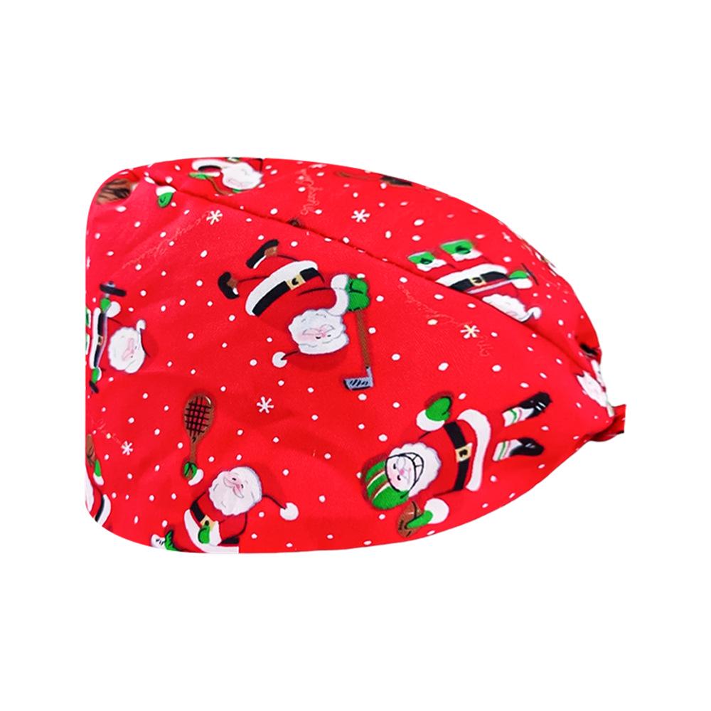 Cute Christmas Cartoon Surgical Cap - Comfortable Cotton Dustproof Head Cover for Chefs & Nurses