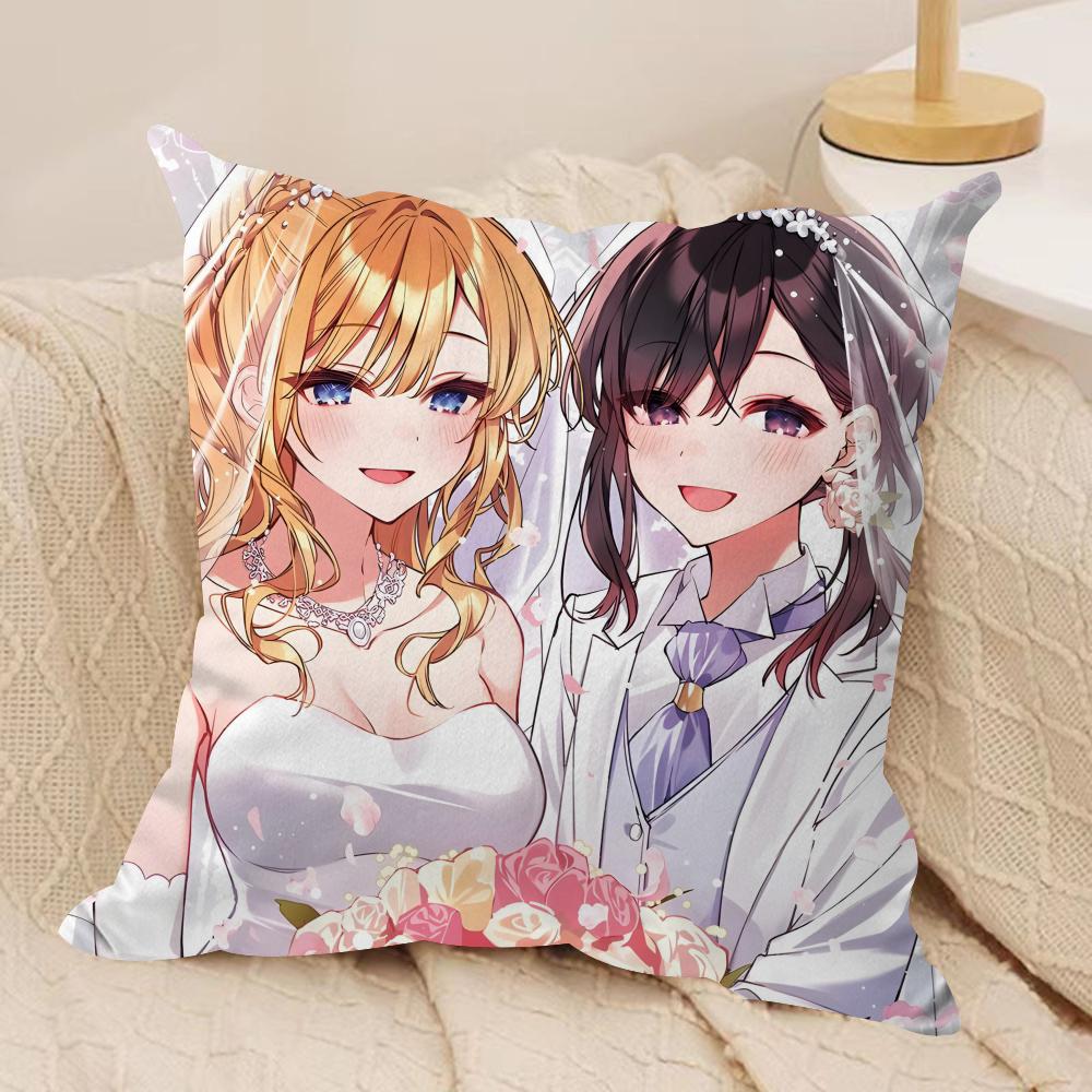 

W-watashi no Oshi wa Akuyaku Cushion Cover Silky Short Plush Sofa Pillow Cover Hidden Zipper Soft Dustproof Case for Home Decor 30cmx30cm