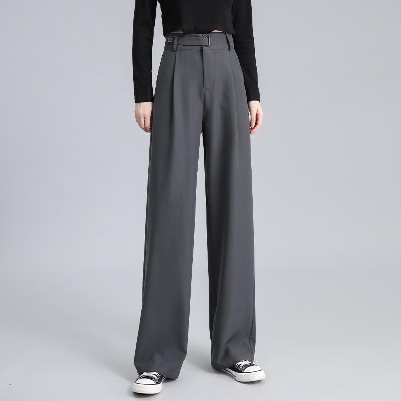 Fashion New Solid Straight Casual Wide Leg Pants Women Slim Fit High Waist Loose Women's Long Suit Pants Elegant Office Lady Simple Trousers 26034