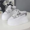 Fashion 12CM Platform Slippers Wedge Shoes Women Summer Platform High Sequined Slipper Air Mesh Breathable Women Summer Shoes