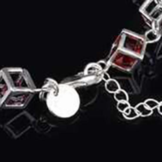 Fashion Women Silver Plated Cube Colorful CZ Bracelet Bangle Jewelry Gifts
