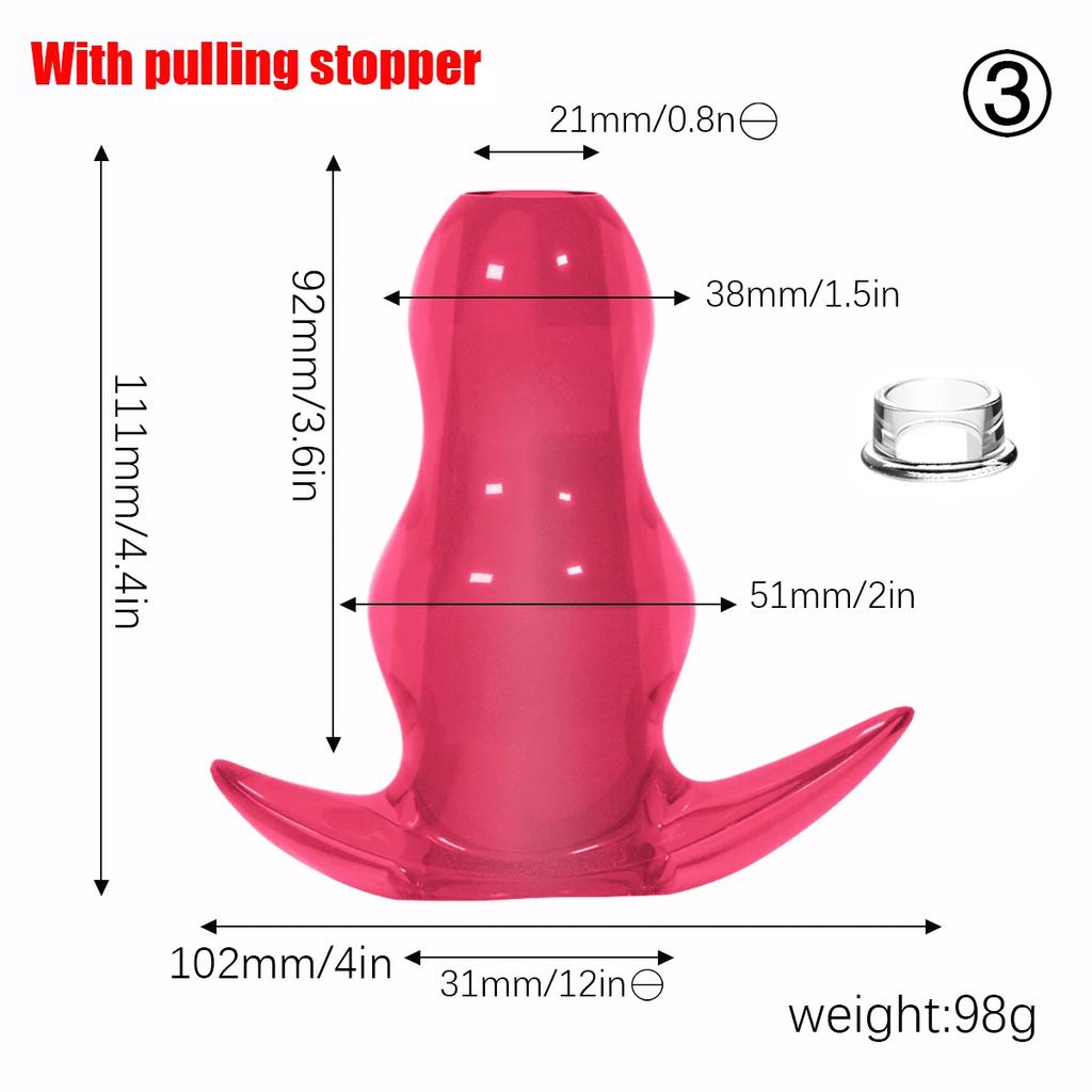 TPE Hollow Anal Plug with Cap - Transparent Tunnel Butt Plug for Gape Training & Prostate Play