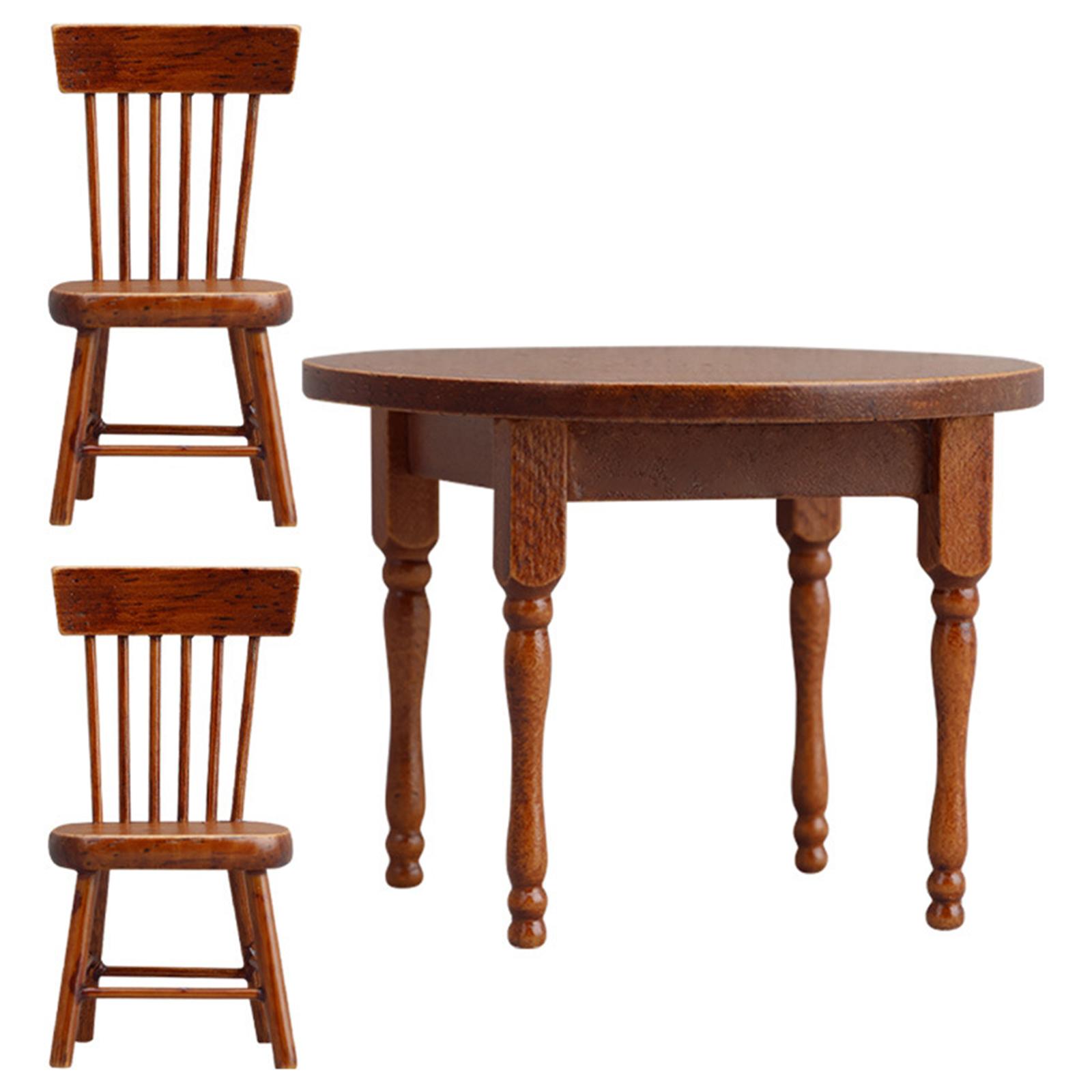 

1/12 Миниатюрная мебель Деревянный набор стол и стул для кукольного домика, сцена столовой, дисплей, крафт, модель для проекта, обстановка