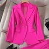 Blazer a tinta unita e a quadri da donna, Giacca da completo in misto cotone poliestere stile urbano, Blazer da pendolare per l'ufficio
