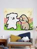 Cute Line Puppy Tapestry Wall Hanging Tapestry Art Deco Blanket Curtain Hanging At Home Bedroom Living Room Decor