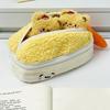 Cute Cartoon Fried Plush Pen Bag Kawaii Large Capacity Zipper Soft Pen Case Stationery Storage Bag School Supplies