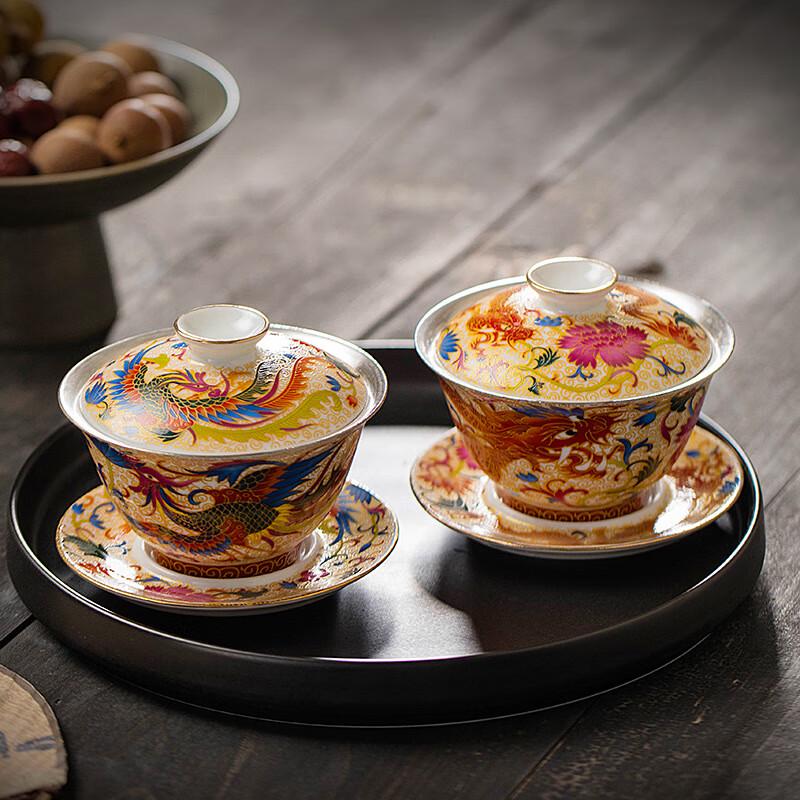 

Эмалевый гайвань в дворцовом стиле с фениксом