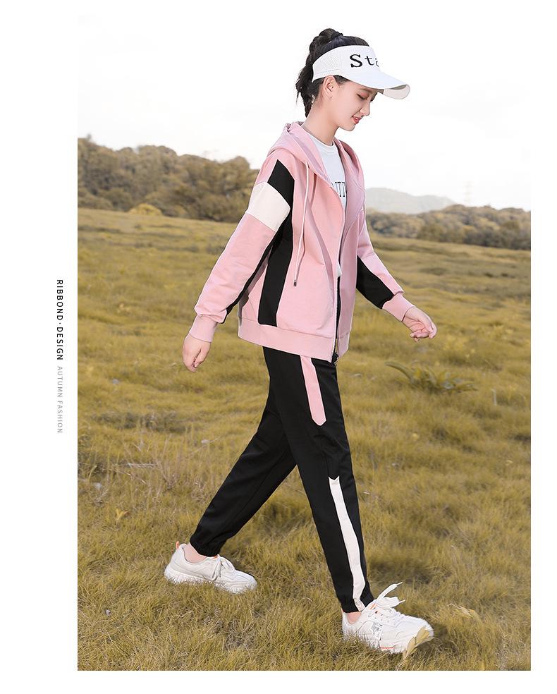 Autumn Casual Sports Set: Korean Style Hoodie Two-Piece for Junior High Girls