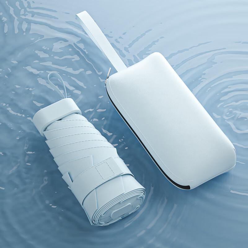 Compact Six-Fold Sun/Rain Umbrella with Card Holder