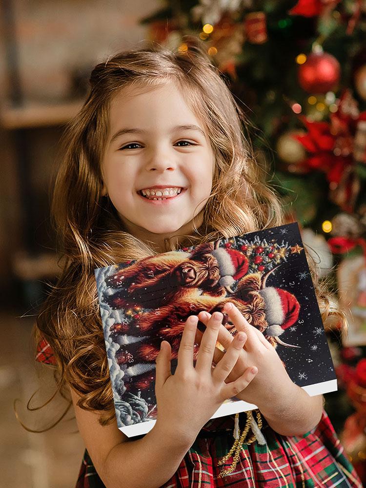 Cartoon Highland Cattle Christmas Advent Calendar Multi-Purpose Yak Countdown Calendar Mini Xmas Tree Yak Pendant for Home Decor