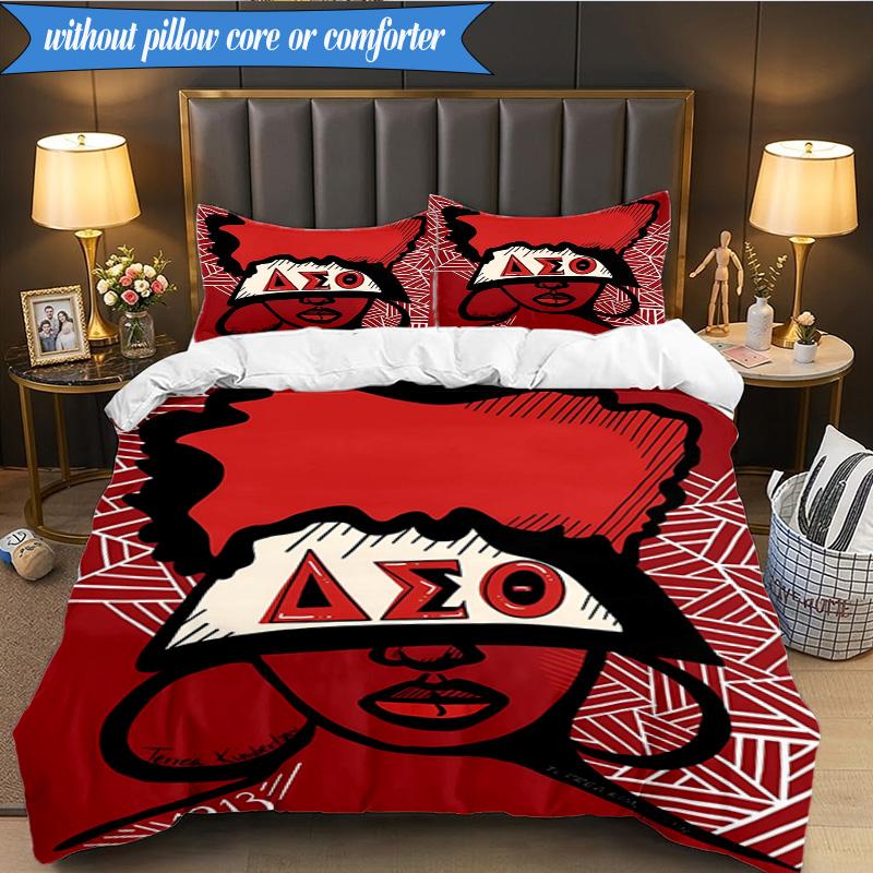 3PCS Delta Sigma Theta Bedding Set 2D Printing (Includes 1 Duvet Cover + 2 Pillowcases Coreless), Bedroom decor,Fan Gift