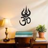 Laser Cut Iron Wall Art Om Trishul Symbol Heavy Duty Black Rustproof Vintage Home Office Decor